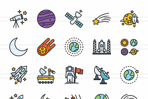 50 Astronomy Filled Line Icons