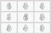 Mother baby logo bundle line art, an Outline Icon by Vectorium Studio (Thumbnail 1 of 2)