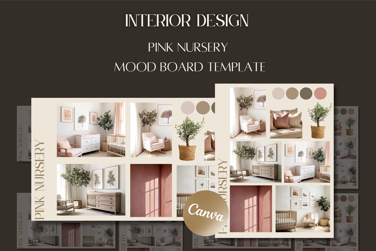 Pink Nursery Mood board Template, a Templates & Theme by TespinDesign (Photo 1 of 4)