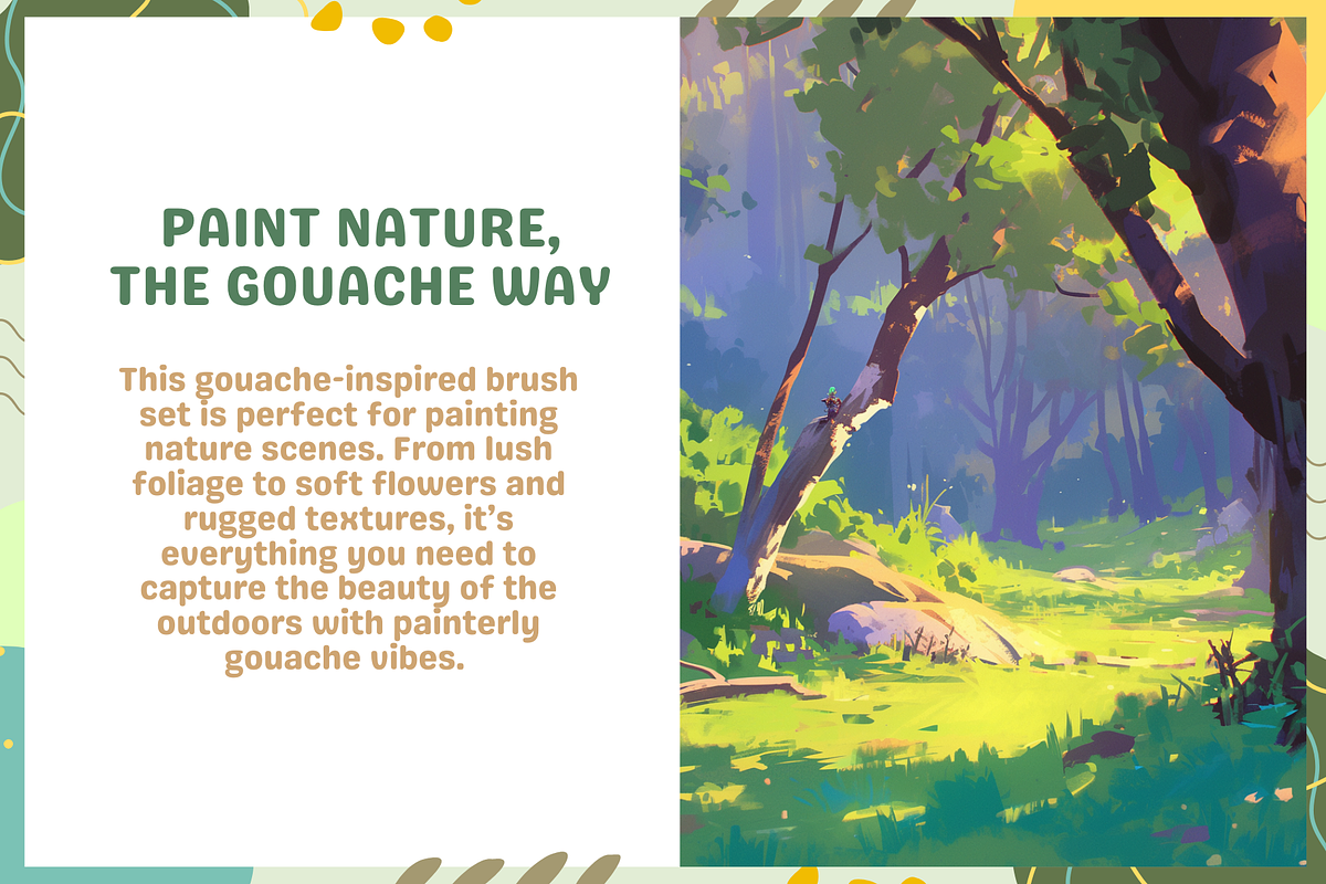 Nature Gouache Procreate Brushes, a Brush Add-On by Cozy Brushery (Photo 4 of 9)