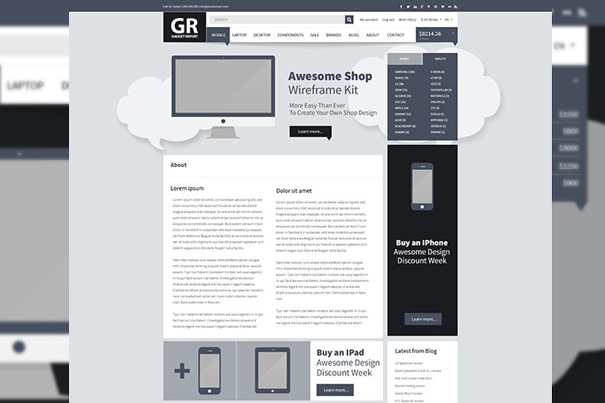 Online Shop Webdesign Wireframe Kit, a Wireframe Template by DesignSomething (Photo 4 of 5)
