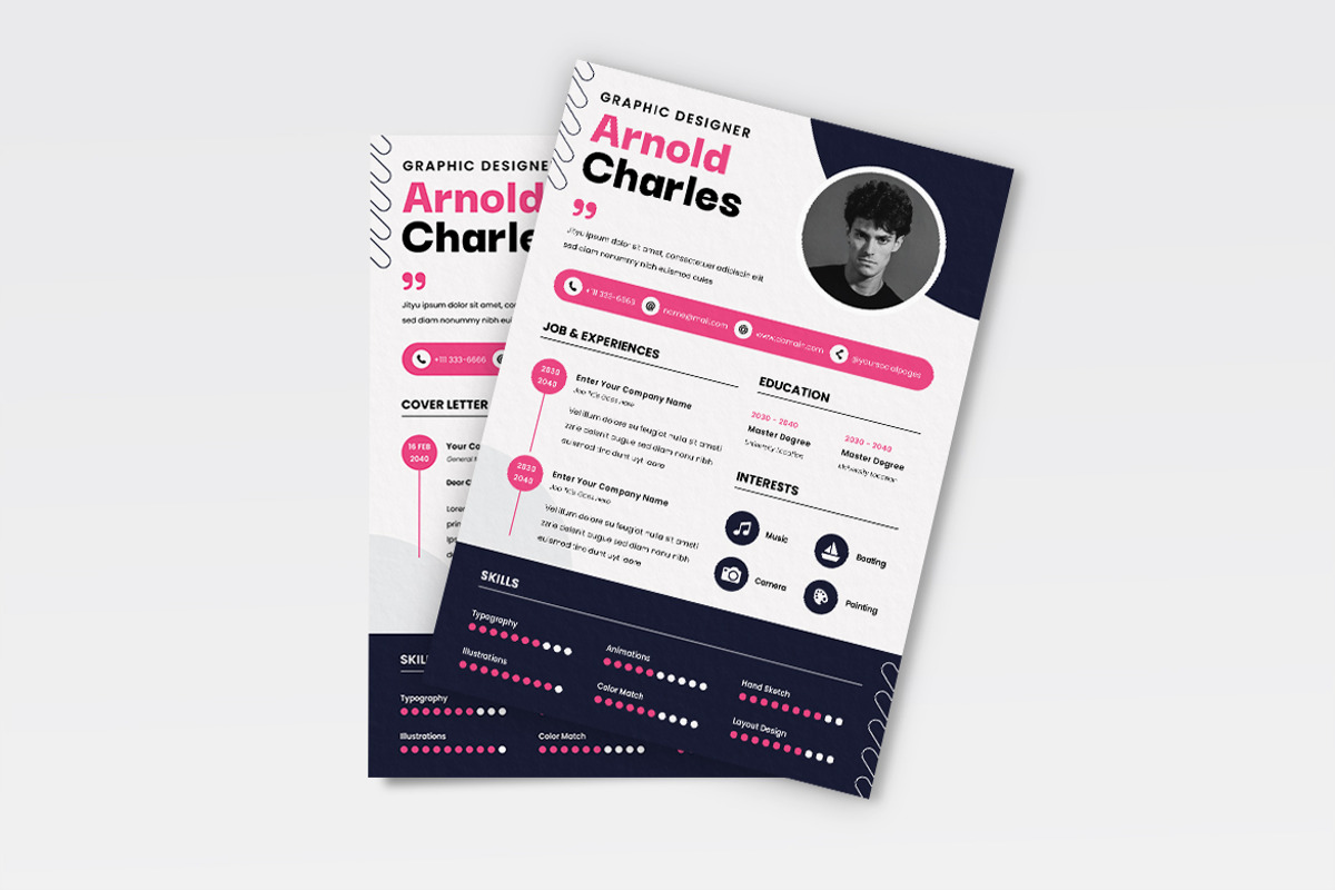 Pink Background Resume CV, a Resume Template by iDoodle Studio (Photo 3 of 4)