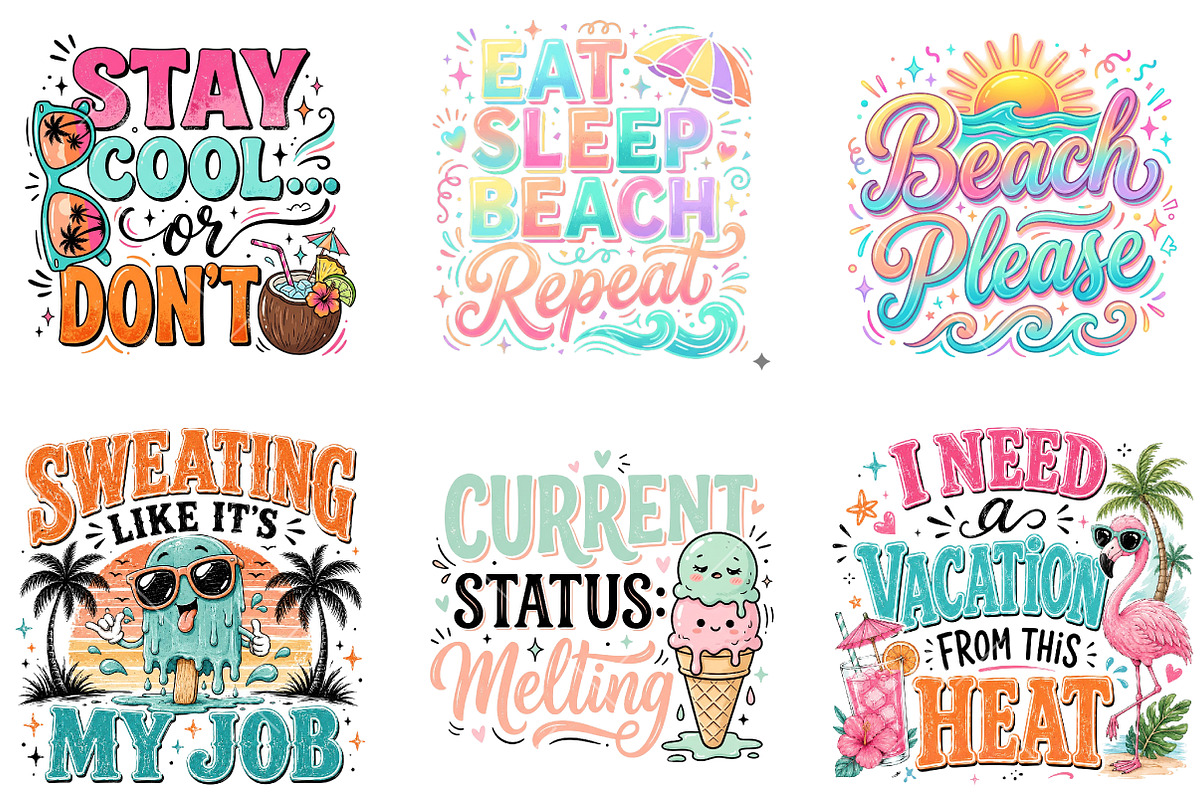 Summer Quote Clipart Bundle, a Seasonal Illustration by OK Design (Photo 3 of 6)