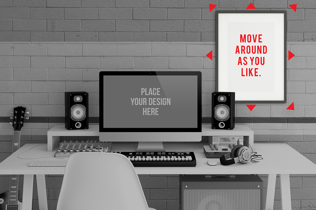 Home Recording Studio Mock-Up #2, a Mac Mockup by Bobboz Store (Photo 5 of 5)