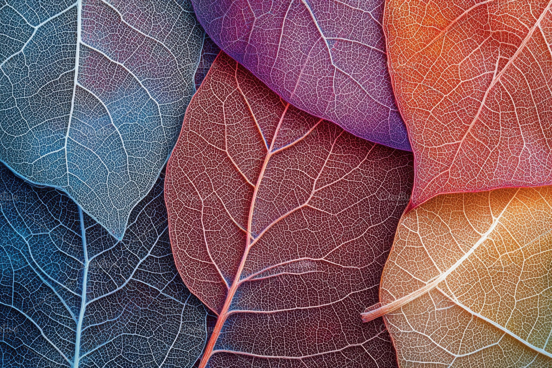 Colorful Skeleton Leaves Autumn Natu, an Abstract Photo by Pixeness Studio