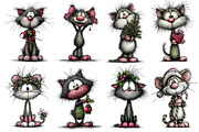 Christmas Whimsical Cats Clipart, an Illustration by Dream Creation (Thumbnail 5 of 6)
