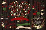 Christmas Floral Heart Vectors, an Illustration by Amanda Ilkov (Thumbnail 2 of 4)