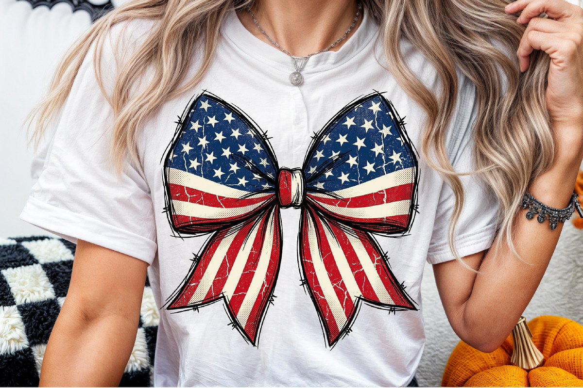 Retro USA Flag Bow PNG, a Seasonal Illustration by Sublimation Artist (Photo 6 of 9)