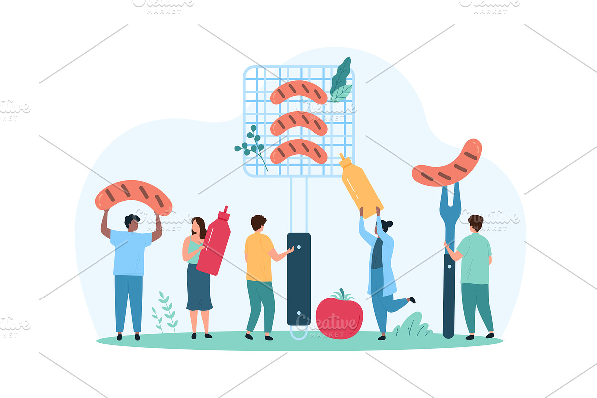 BBQ food picnic party cooking, a Food Illustration by Flashvector