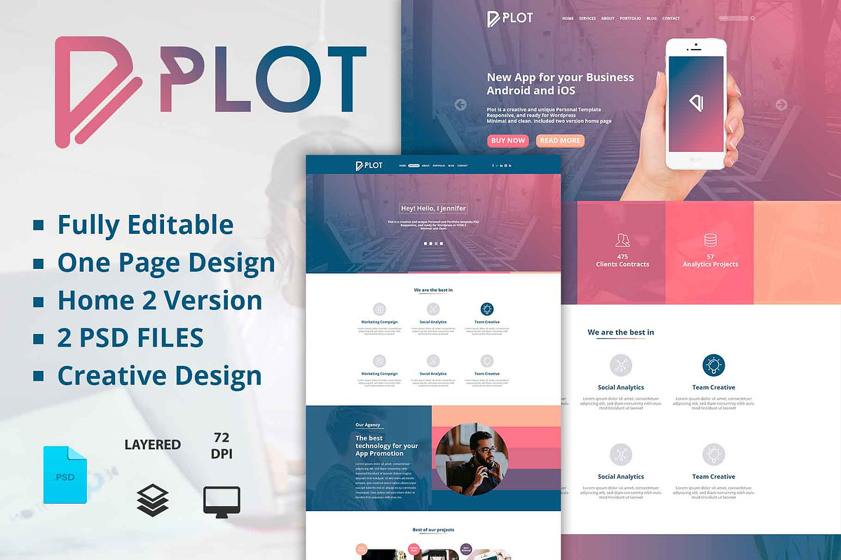 Plot One Page PSD Template, a Landing Page Template by DesignsStore (Photo 1 of 3)