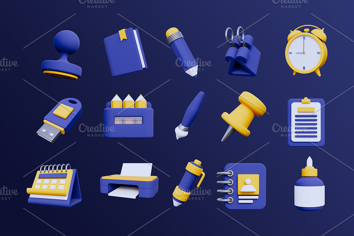 Office Tools 3D Icons Pack, an Object 3D Model by deviapuspitasari2 (Photo 2 of 3)