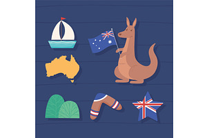 australia country icons, an Object Illustration by studiogstock