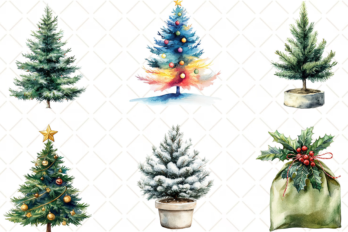Christmas Tree And Gift Watercolor, an Illustration by Black Bird Studio (Photo 2 of 6)