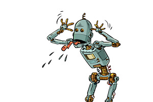 Pop Art Retro Robot sticks out, a Healthcare Illustration by studiostoks