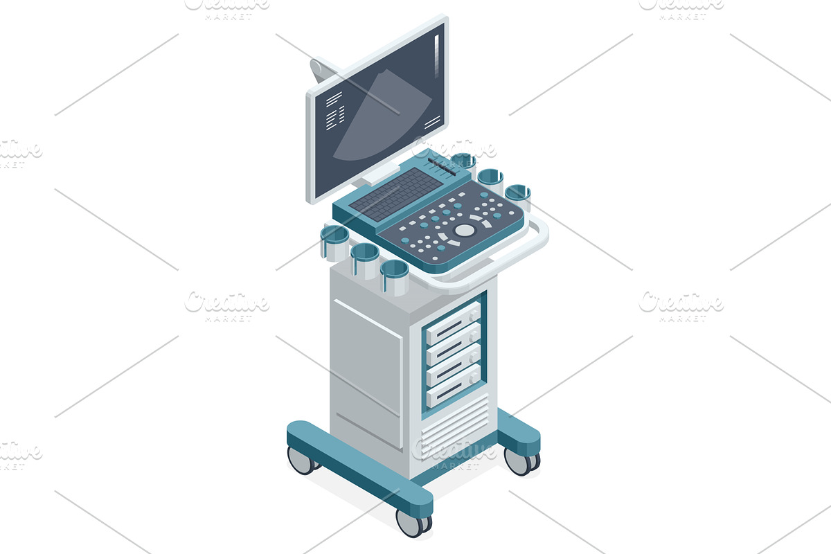 Isometric Ultrasound Examination, a Healthcare Illustration by Golden Sikorka