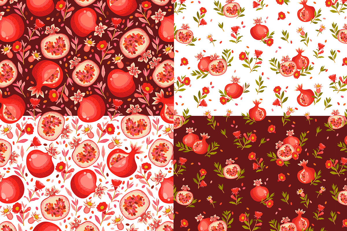 Pomegranates vector pattern., a Pattern Graphic by Mona Monash (Photo 6 of 6)