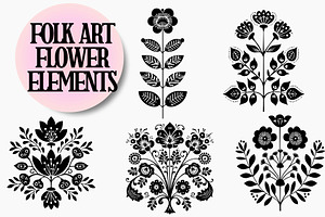 Folk Art Flower Elements, an Object Graphic by Pattern Whimsy