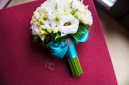 beautiful wedding bouquet on a soft red chair, a Beauty & Fashion Photo by Artsaba Family