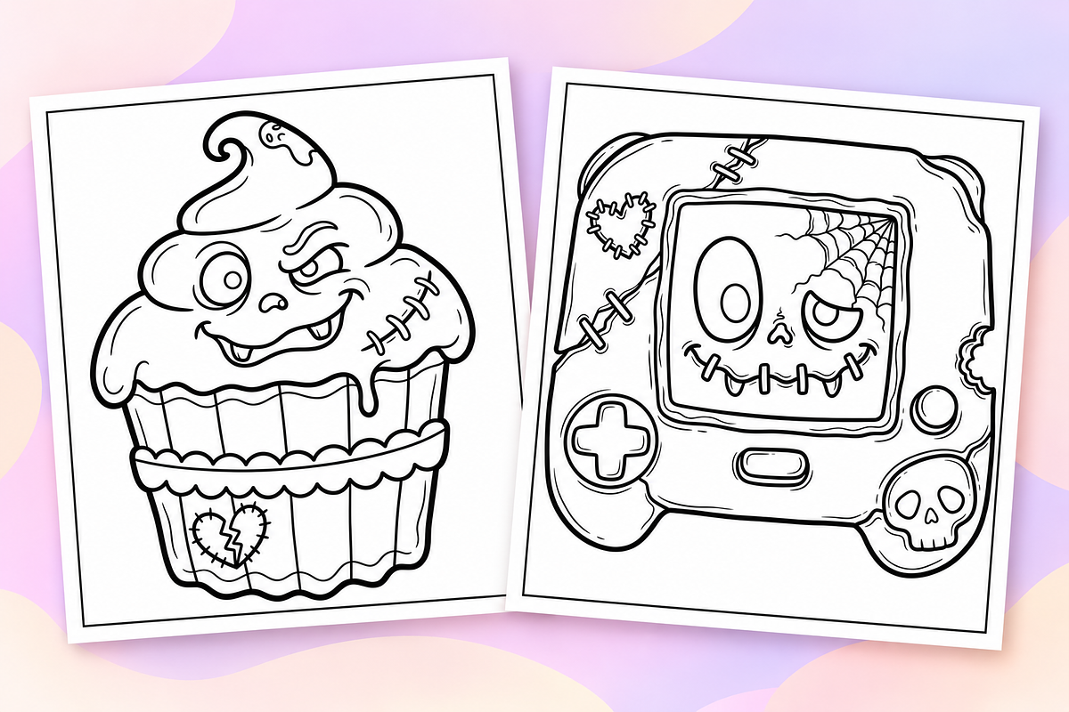 Spooky Creepy Coloring Pages #1, a Seasonal Illustration by Inkivelle Studio (Photo 2 of 3)