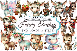 Funny Donkey Sublimation Clipart, an Illustration by designcity5