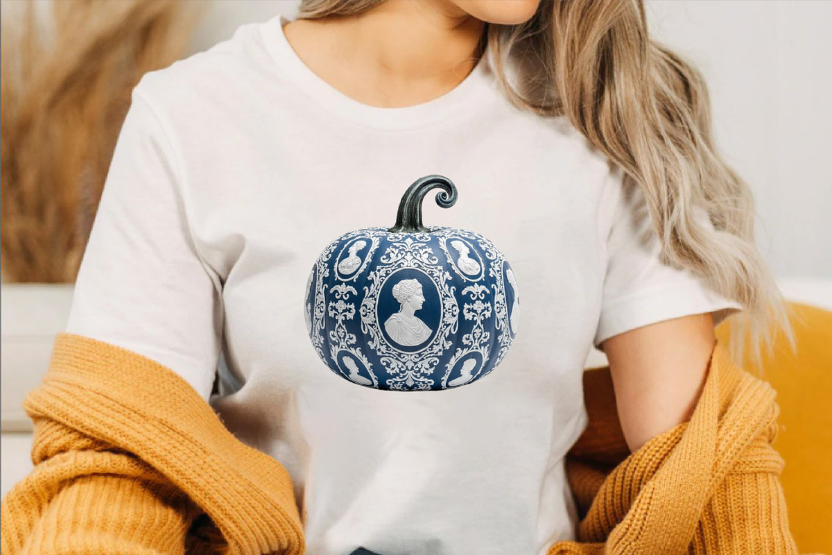 Blue Grandmillennial Pumpkin Clipart, an Illustration by SVGArt (Photo 6 of 8)