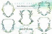 Leafy Crest - Watercolor Clip Art, a Graphic by SmallHouseBigPony (Thumbnail 5 of 6)