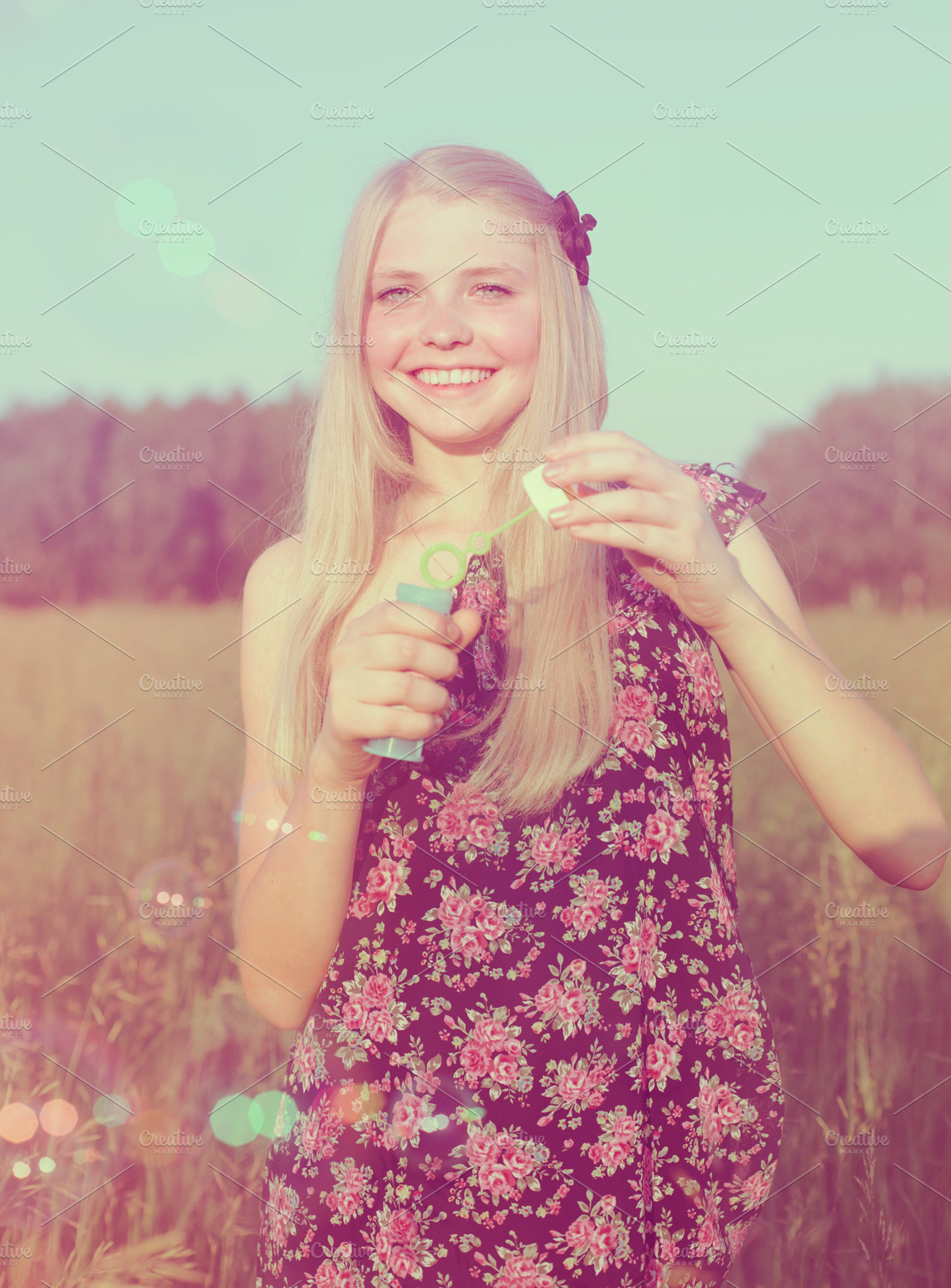 Girl with bubble wand
