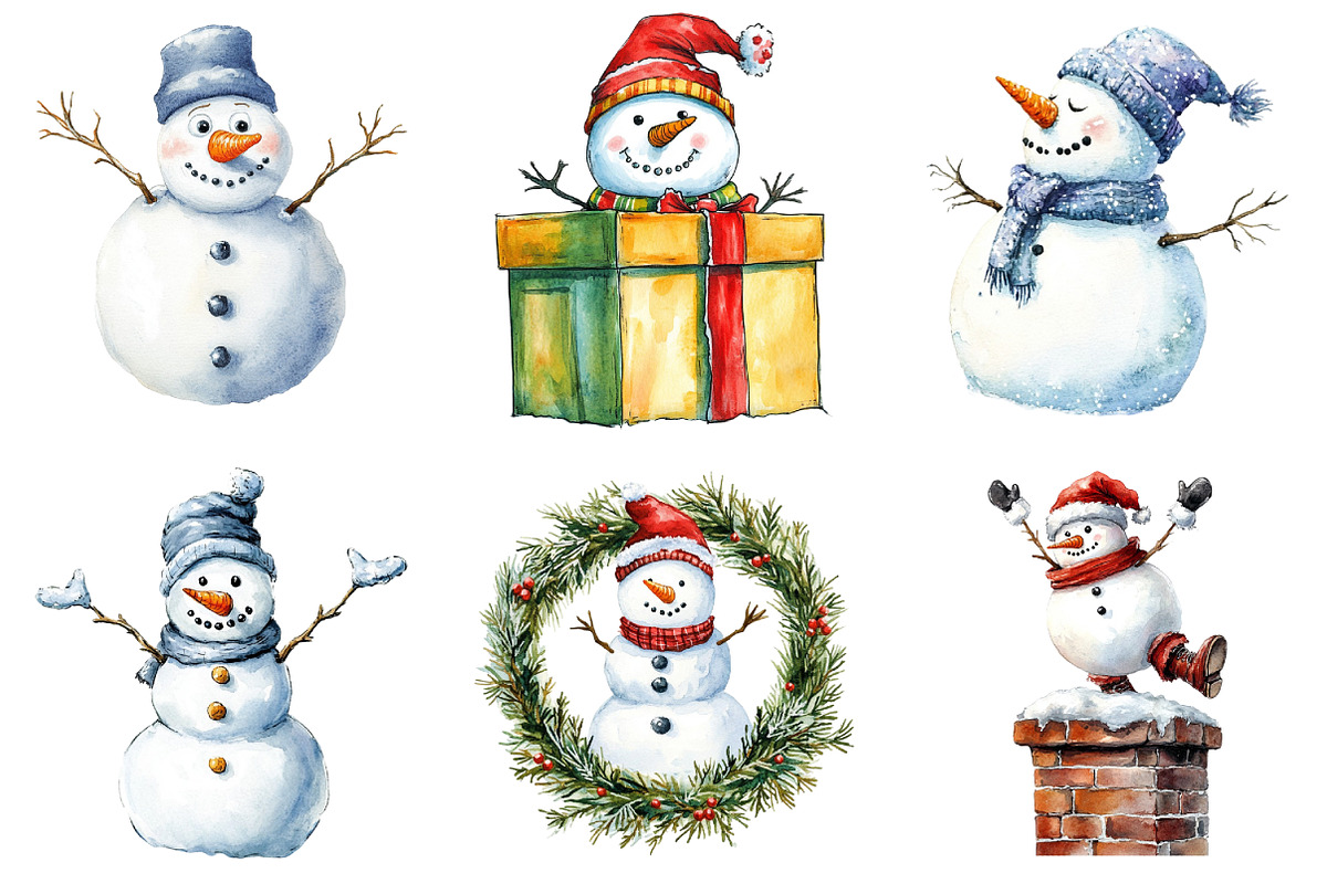 Funny Christmas Snowman Clipart, an Illustration by Daily.Designs (Photo 2 of 5)