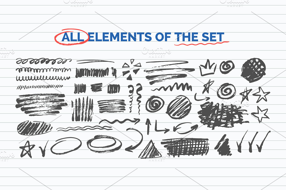 Scribbles Set Doodle Style, an Object Graphic by 35lab (Photo 2 of 6)