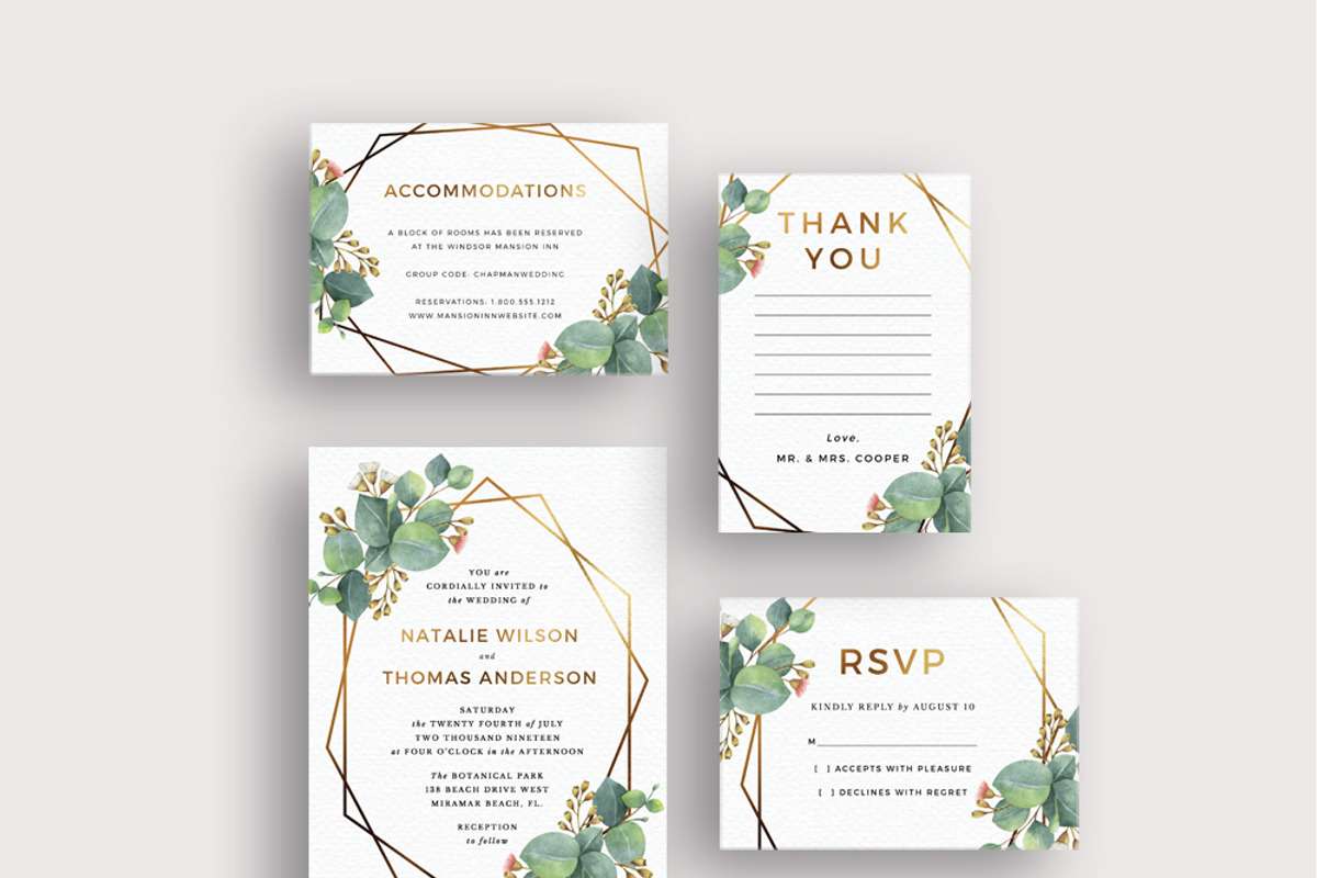 Eucalyptus Gold Geometric Frame, an Invitation Template by Inkpower (Photo 2 of 7)