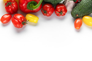 Fresh organic vegetables creating healthy eating concept, a Photo by Olena Rudo