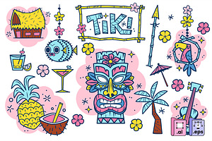 Tropical Set of Tiki Elements