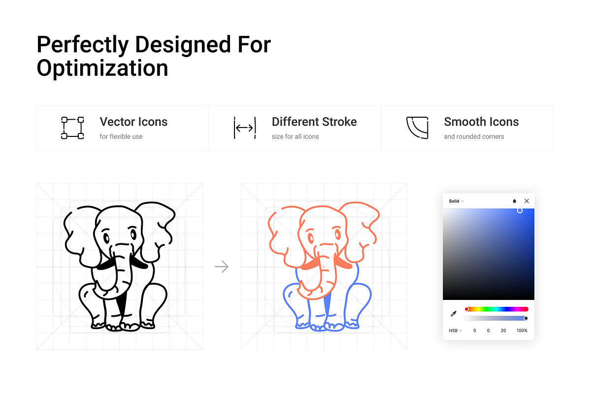 Elephant Drawing Icons, an Outline Icon by Prosymbols (Photo 3 of 5)