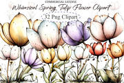 Whimsical Spring Tulip Flower Clipar, an Illustration by designcity5 (Thumbnail 1 of 5)