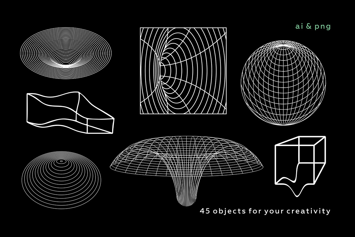 Grid retro abstract & geometric set., an Object Graphic by lisa_kalev (Photo 8 of 11)