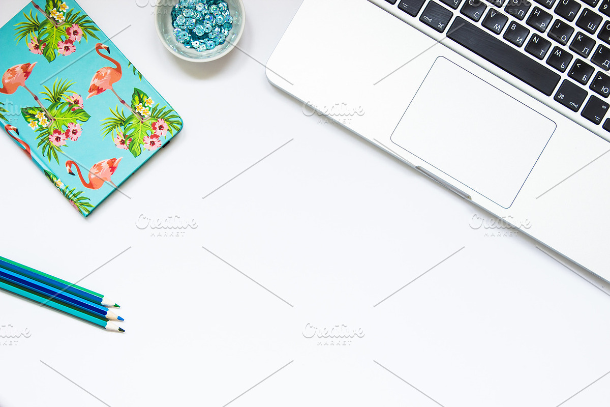Styled Desktop Blue Accessories, a Background Graphic by Rose Wine Aesthetic