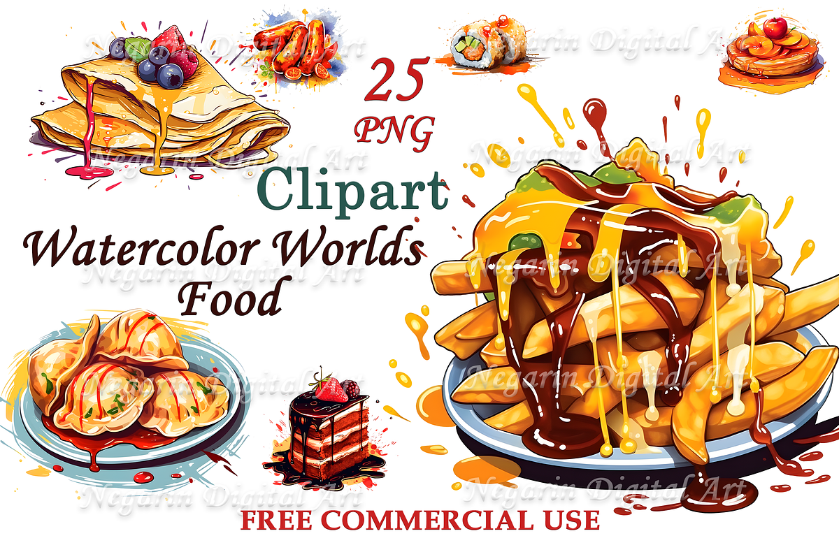 Watercolor Worlds Food Clipart, an Object Graphic by Negarin Digital Art (Photo 1 of 8)