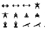 Fitness Workout Silhouette Icon Set, an Illustration by musafir_fashion (Thumbnail 39 of 51)