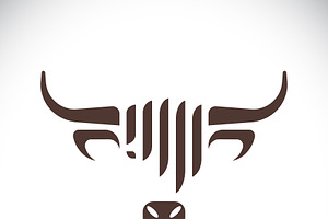 Vector Of Highland Cow Head Design.