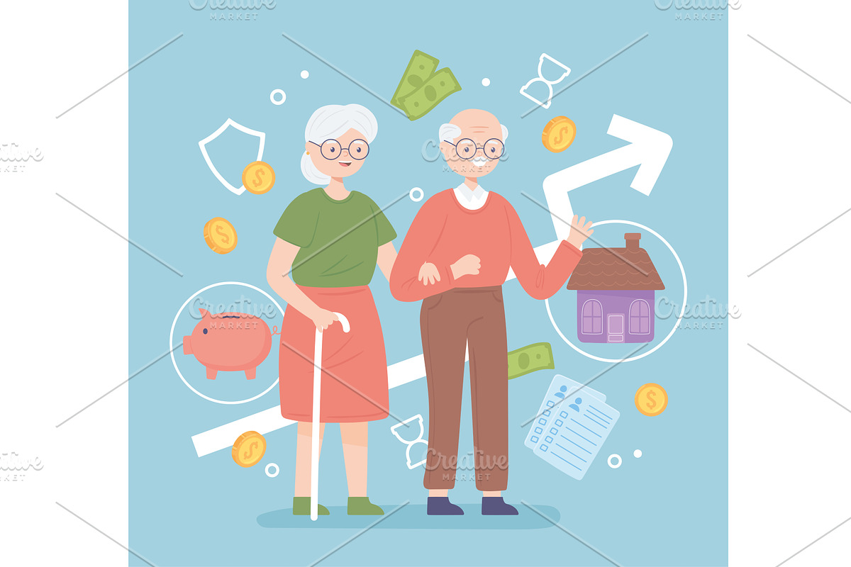 retirement old man and woman, a Person Illustration by studiogstock