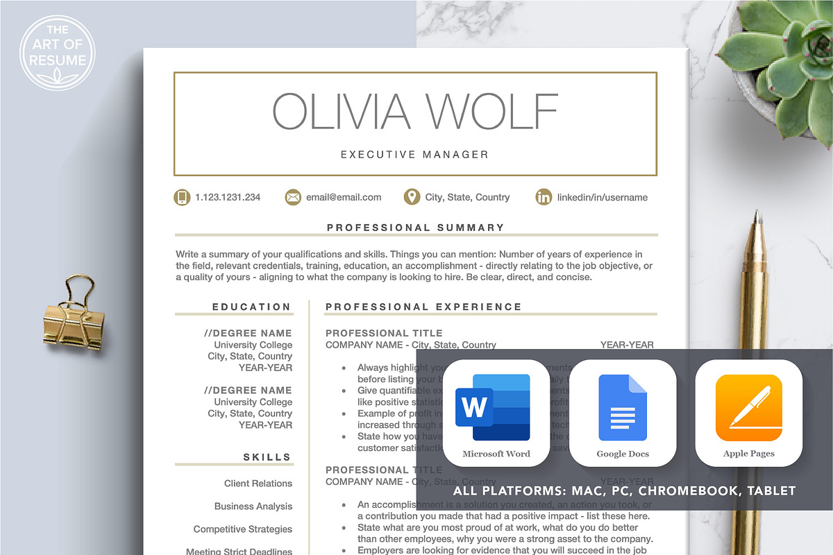 Free Resume CV Template | Professional Executive Resume