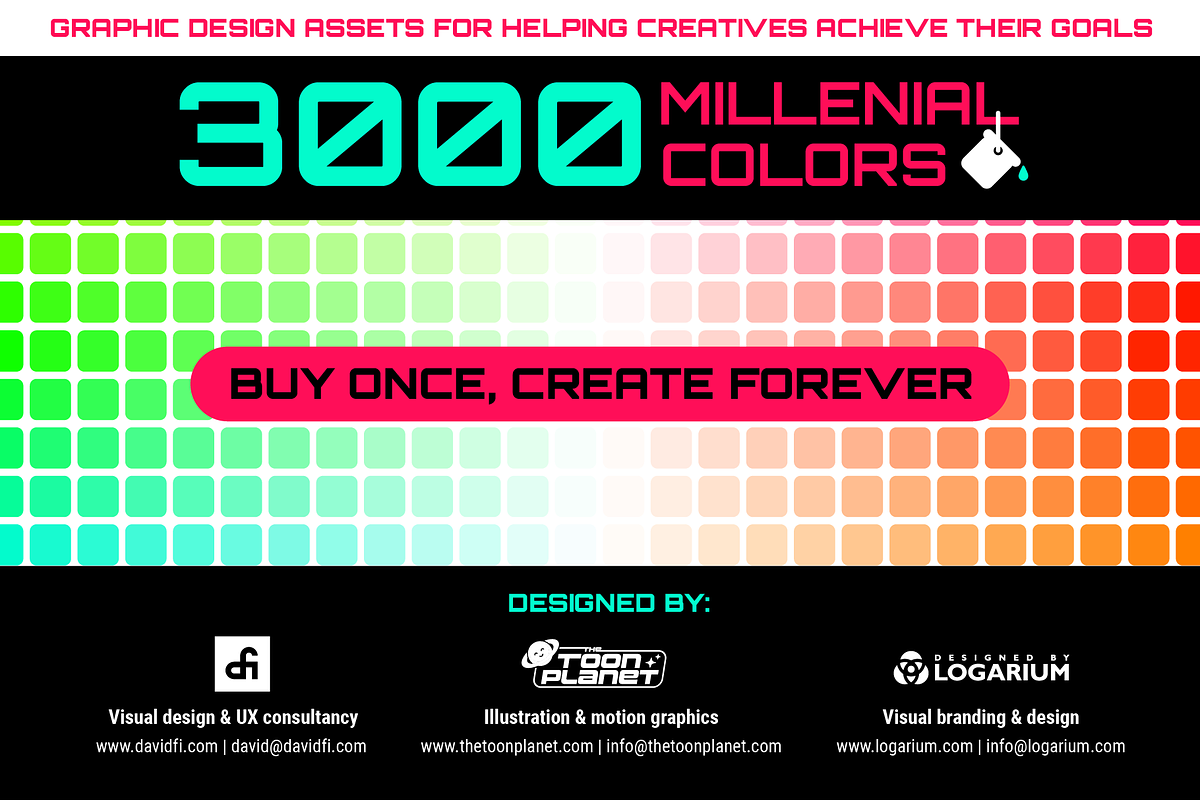3000 millenial color swatches set, a Palette Add-On by ToonPlanet Vector Assets (Photo 9 of 9)
