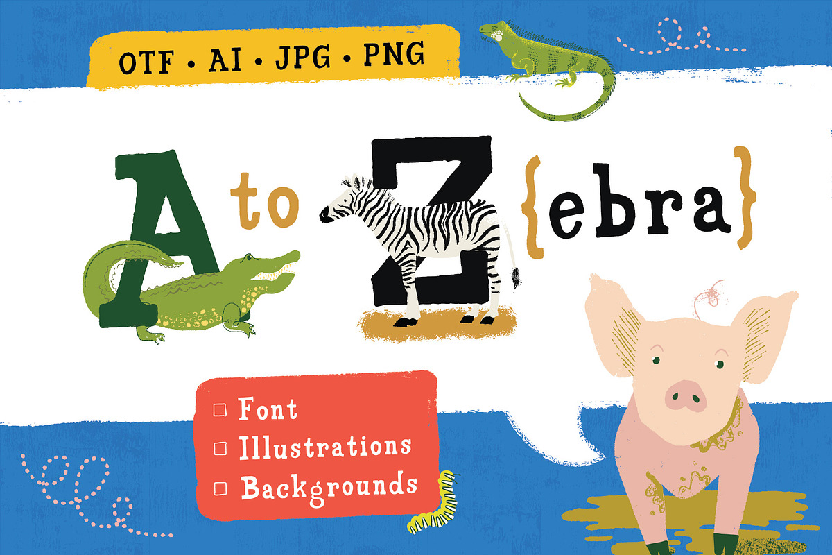 A to Zebra Font + Graphics, a Font by Anugraha Design (Photo 1 of 9)