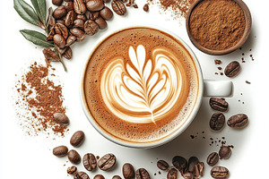 Aromatic Latte Art Coffee Beans and, a Food & Drink Photo by Pixeness Studio