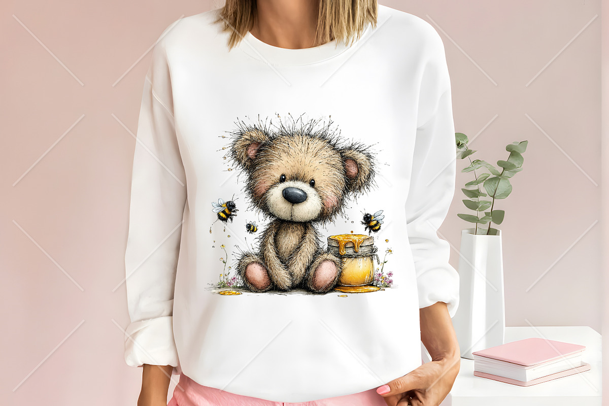 Whimsical Bear and Bees Clipart, a Seasonal Illustration by Canvas Craft (Photo 6 of 10)