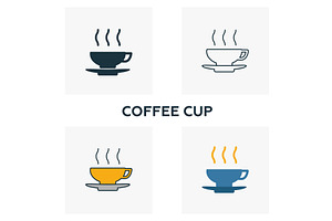 Coffee Cup Icon Set.