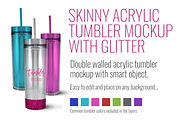 Skinny Acrylic Tumbler w/ glitter, a Product Mockup by SarahDesign (Thumbnail 1 of 9)