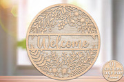 Floral Welcome Hanger Laser Cut SVG, an Object Graphic by Rose Art (Thumbnail 1 of 2)