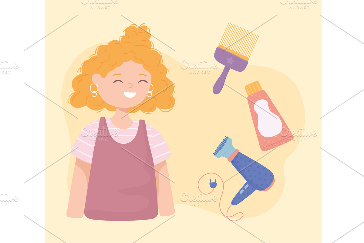 blonde girl and accessories, a Person Illustration by studiogstock