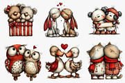 whimsical valentine animals clipart, an Illustration by CreationArt (Thumbnail 4 of 5)